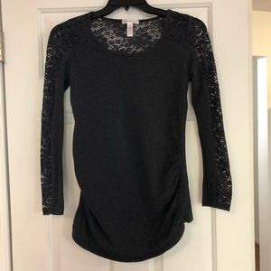 Maternity Top with Lace Trim - Dark Grey